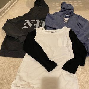 Lot of 3 old navy sweatshirts & long sleeve shirt